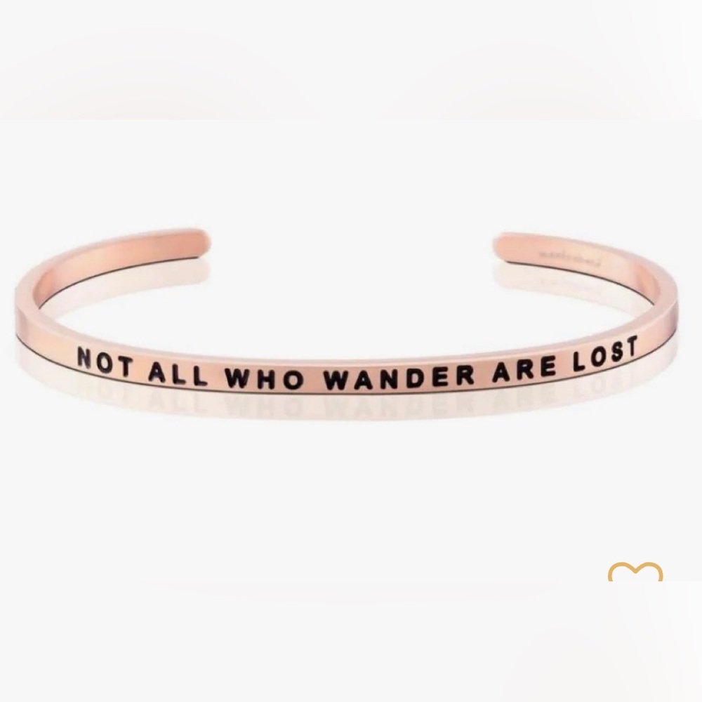 Mantraband Not All Who Wander Are Lost Adjustable Bracelet in Rose Gold